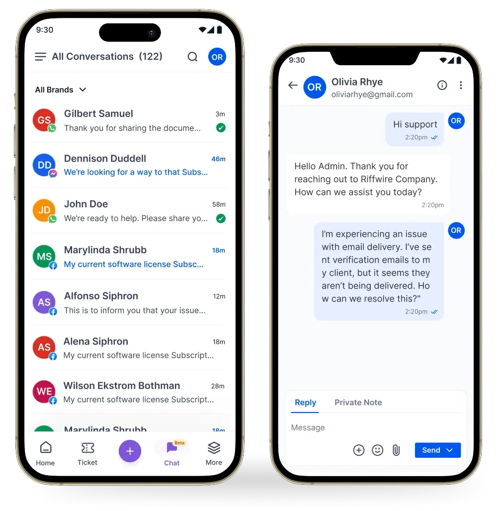 Mobile app interface in task management system
