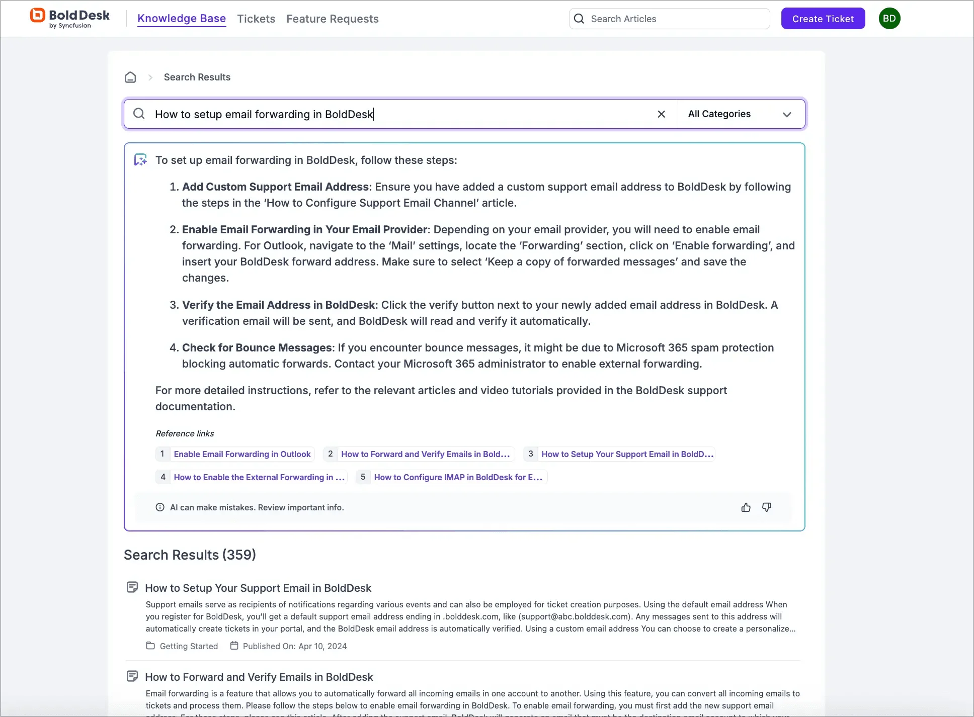 Enhanced Search Page in Customer Portal 