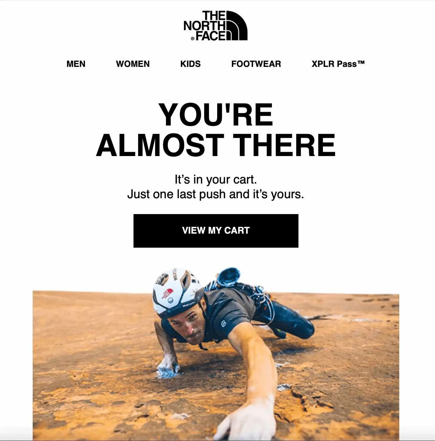 North Face Cart abandonment email campaign