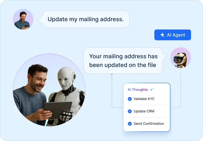 Help desk for call center with AI actions that automate CRM syncs, updates, and outbound scripts.