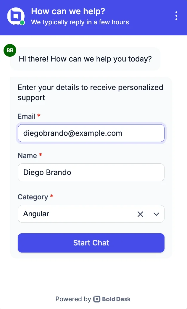 Customizable pre-chat sticky button