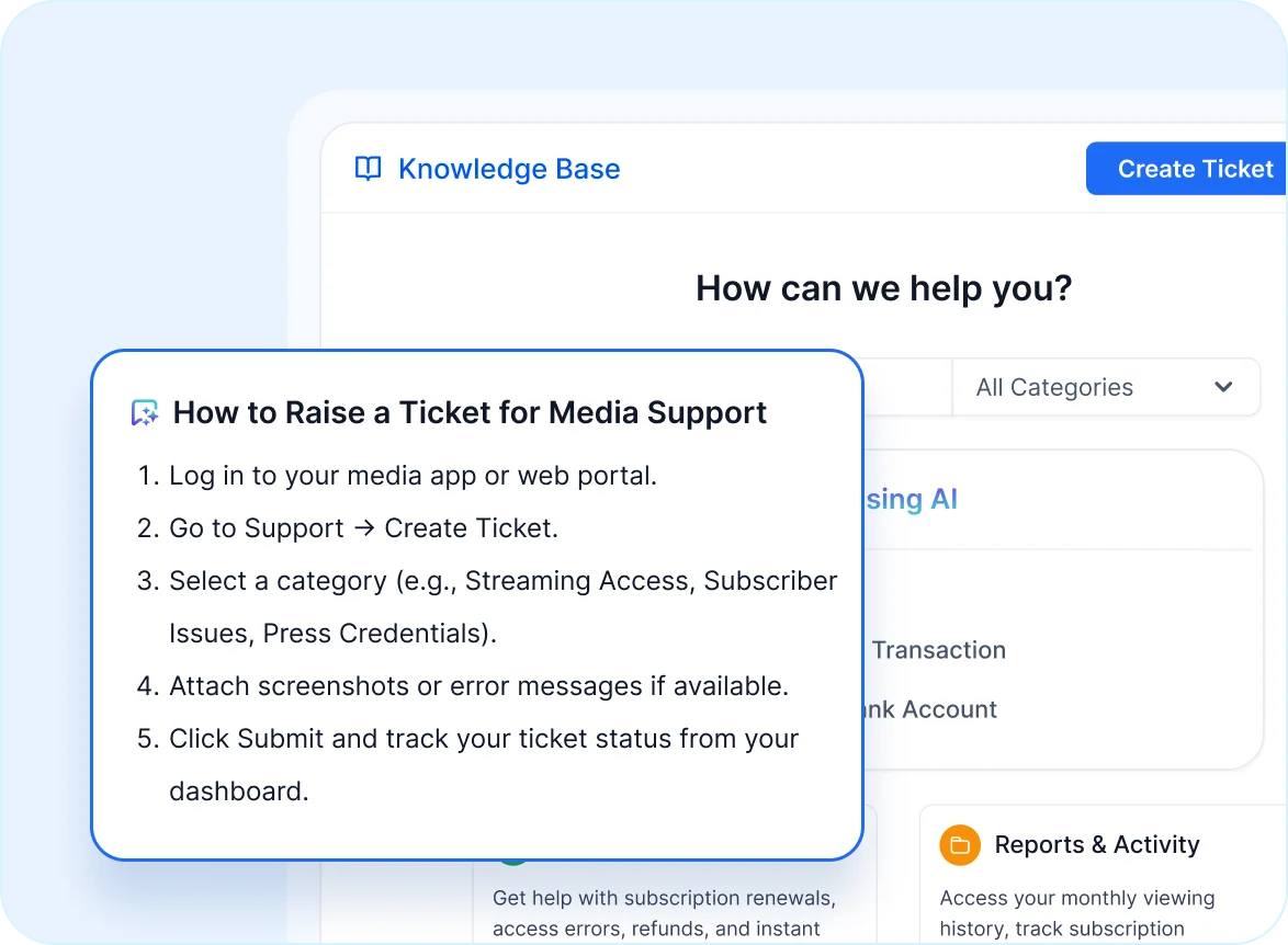Self-service helpdesk for media teams offering FAQs, ticket guides, and editorial tool support.