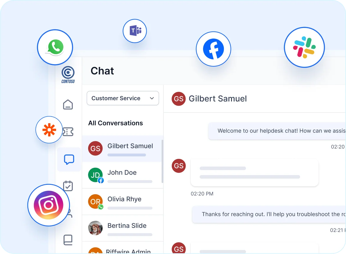 Omnichannel helpdesk for media teams unifying chats, social DMs, and editorial input.