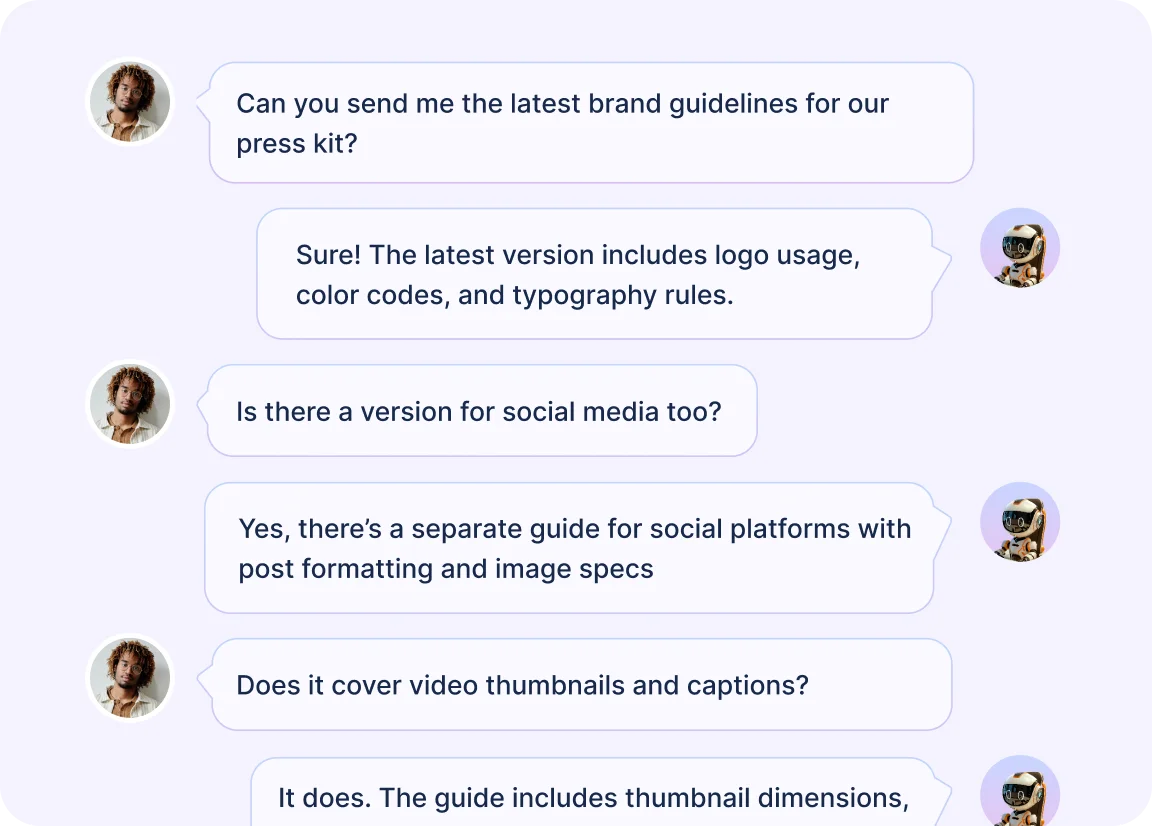 AI Agent solving brand guideline queries via helpdesk for media teams with fast, accurate replies.