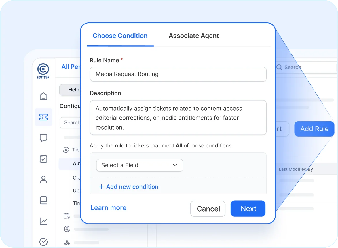 Helpdesk for media teams automating ticket routing for content, editorial, and access issues.