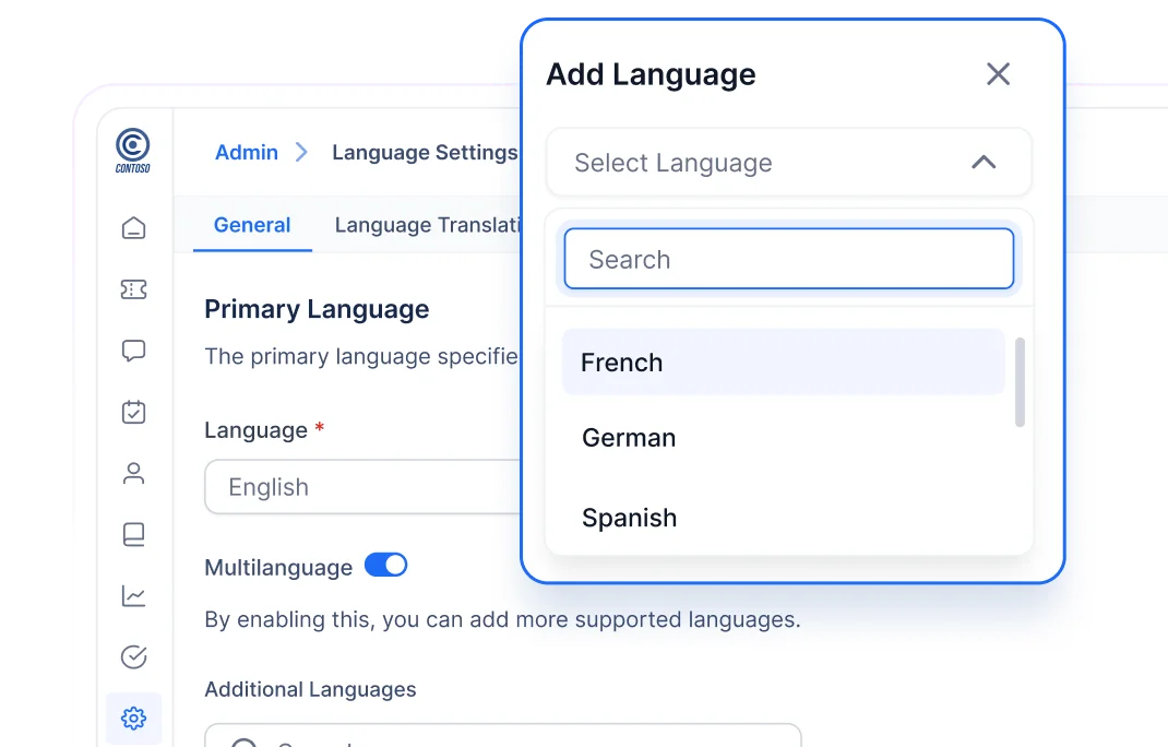 Hospitality help desk software offering multilingual support for better customer service in hospitality industry.