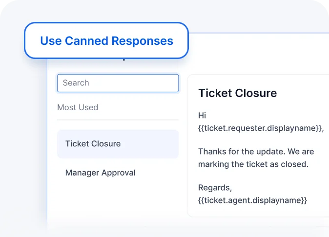 Hospitality help desk software using canned responses to speed up ticket closure and guest communication.