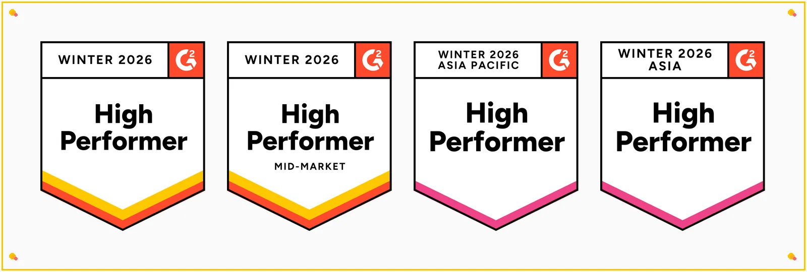 Four G2 Winter 2026 badges marking BoldDesk’s standout role in customer communications management.