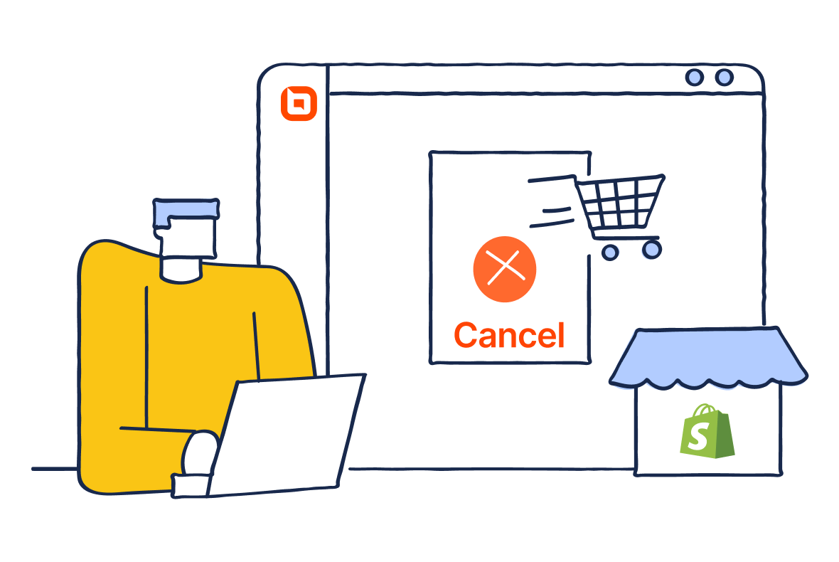 Agent handling canceled Shopify order in BoldDesk dashboard, showing Shopify help desk integration for order issues.