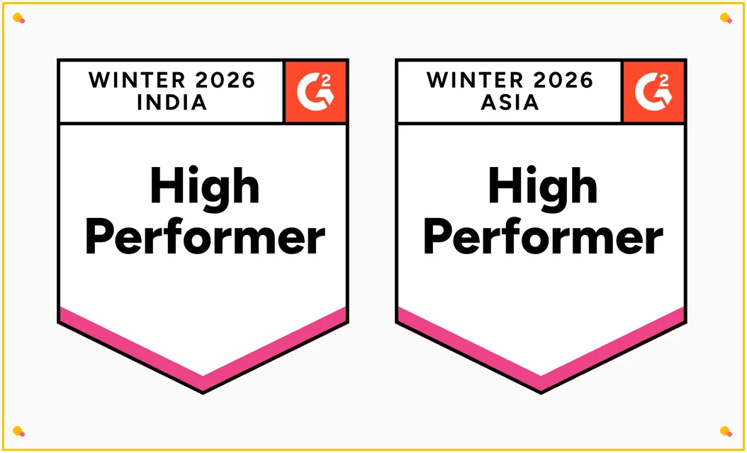 Two G2 Winter 2026 badges for BoldDesk’s High Performer status in social customer service across India and Asia