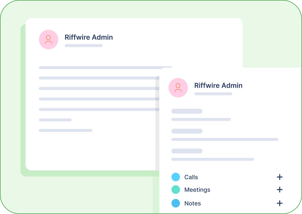 Detailed contact record with notes, calls, and meetings, demonstrating comprehensive contact management capabilities.