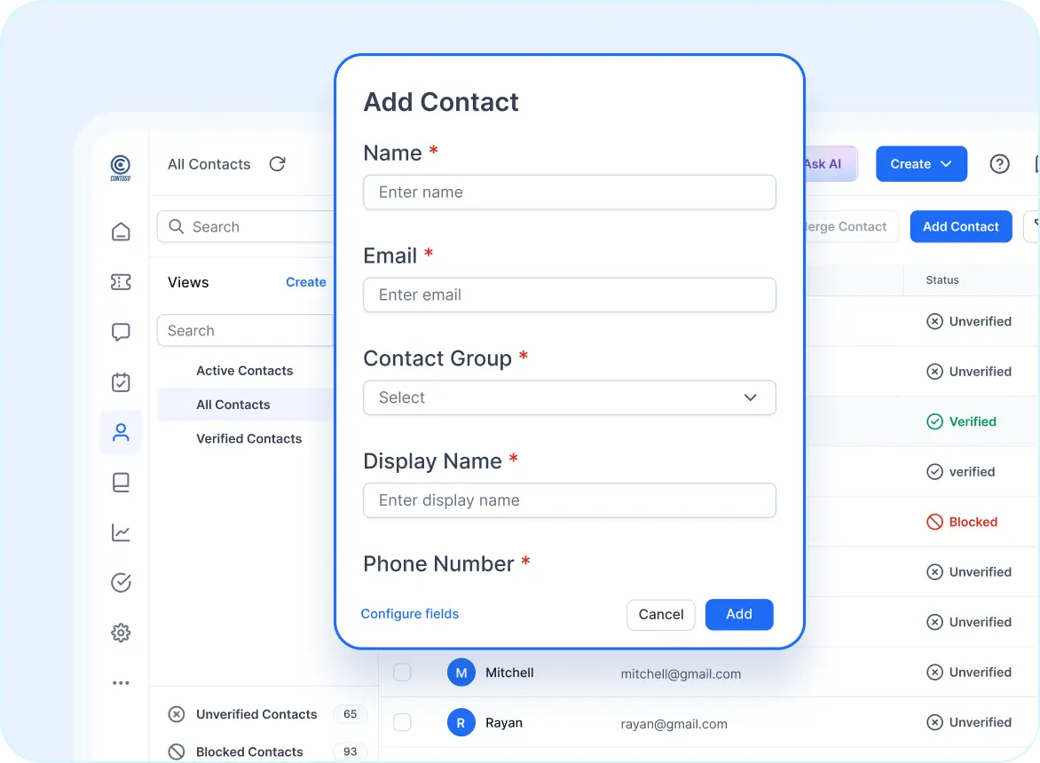Add a contact form with name, email, and phone fields for marketing team collaboration software.