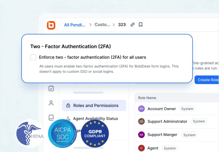 Secure role-based access and two-factor authentication enabling clear ticket ownership and controlled inbox management