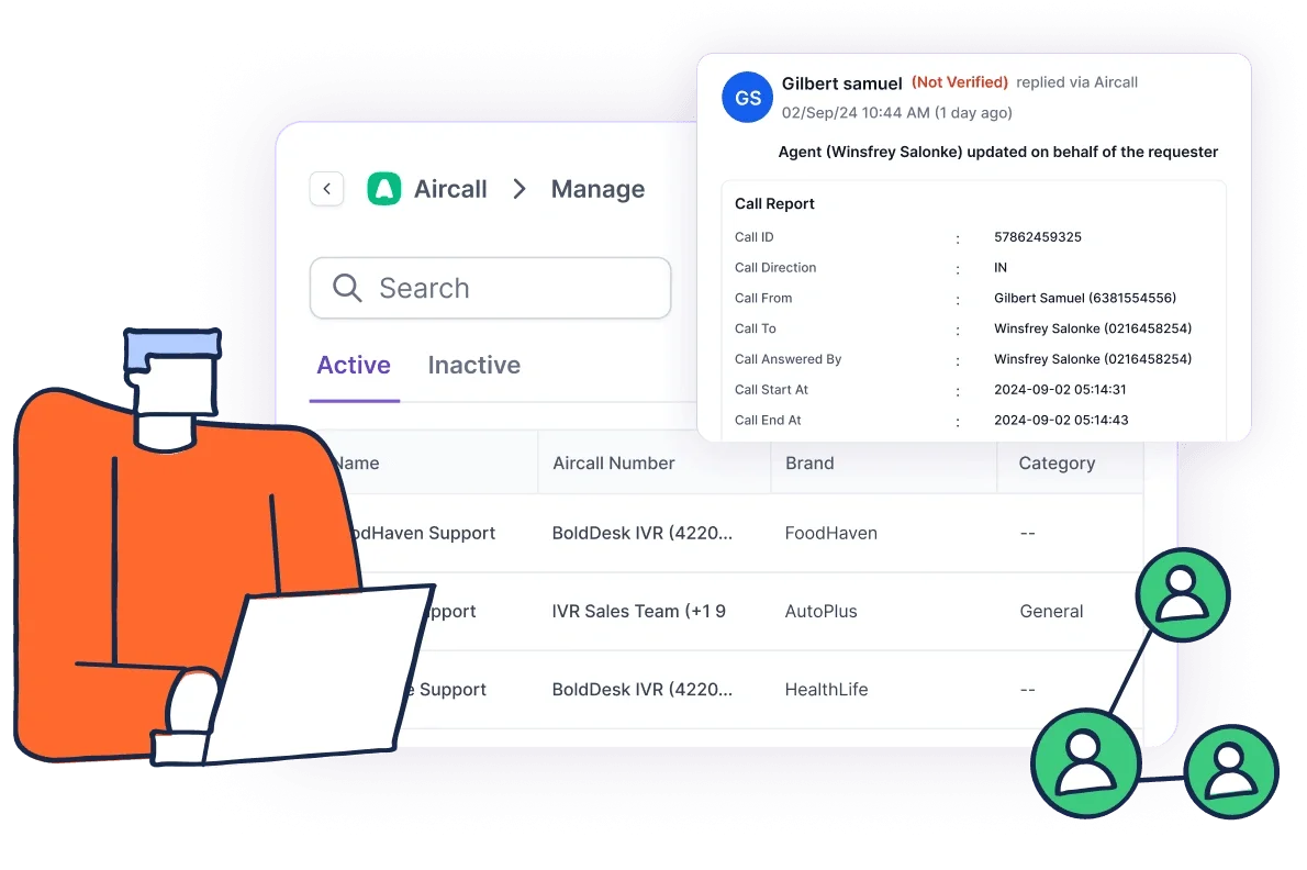 Link Aircall IVR numbers for ticket creation and faster resolution.