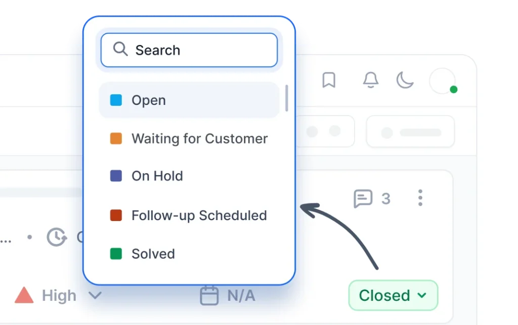Status tracking in task management system