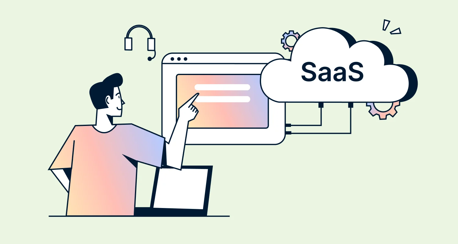 A customer service agent interacting with a cloud-based SaaS interface representing a modern SaaS support stack.
