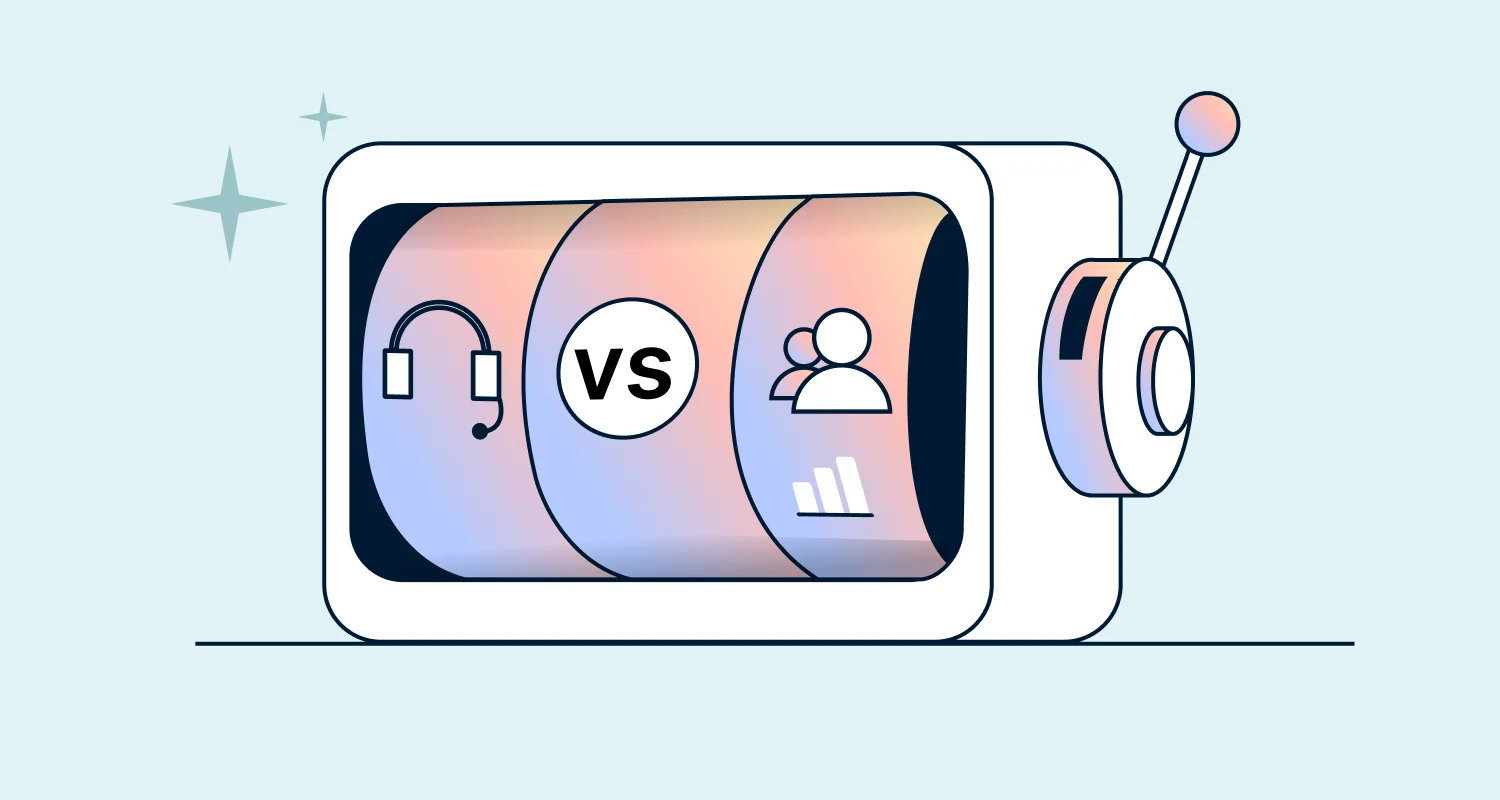 Banner image illustrating a comparison between help desk and CRM tools