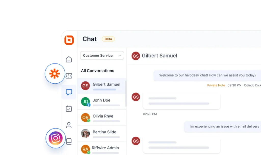 Omnichannel customer service in service desk software chat, email & social support
