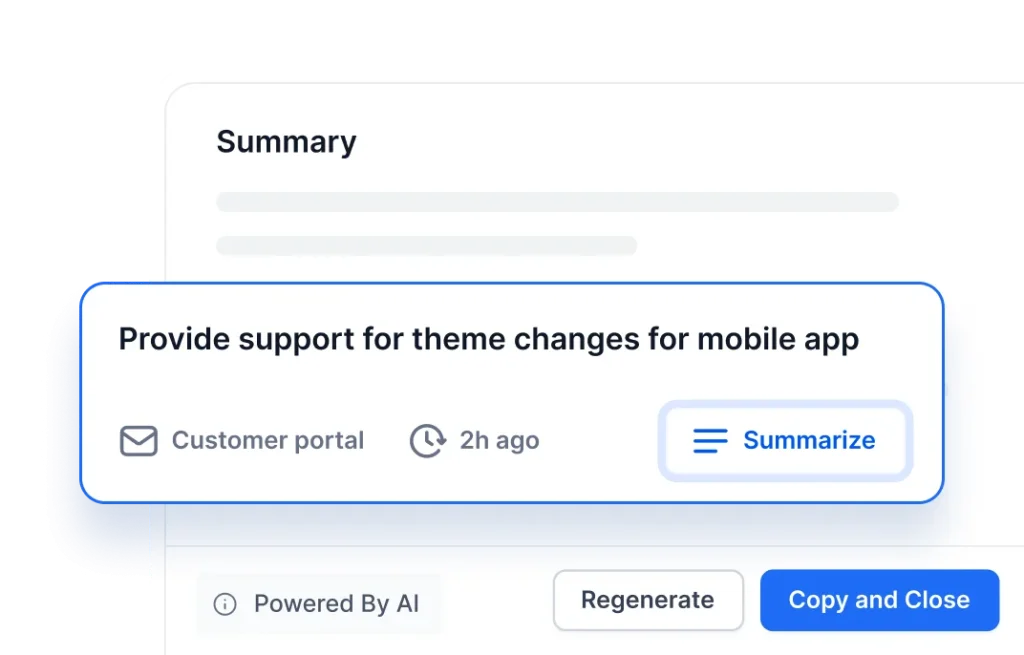 Ticket summaries in help desk software AI saves time with fast conversation insights.