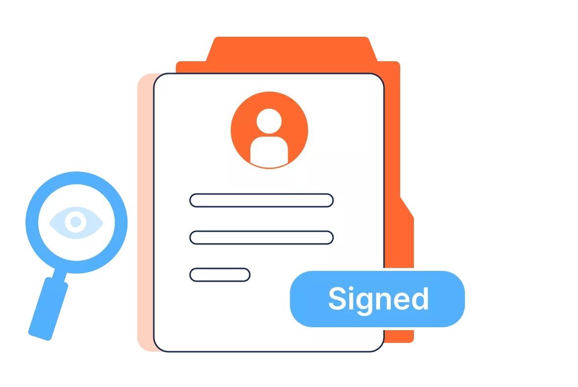 Verified signed document displayed in BoldDesk, highlighting BoldSign integration for tracking completed signatures.