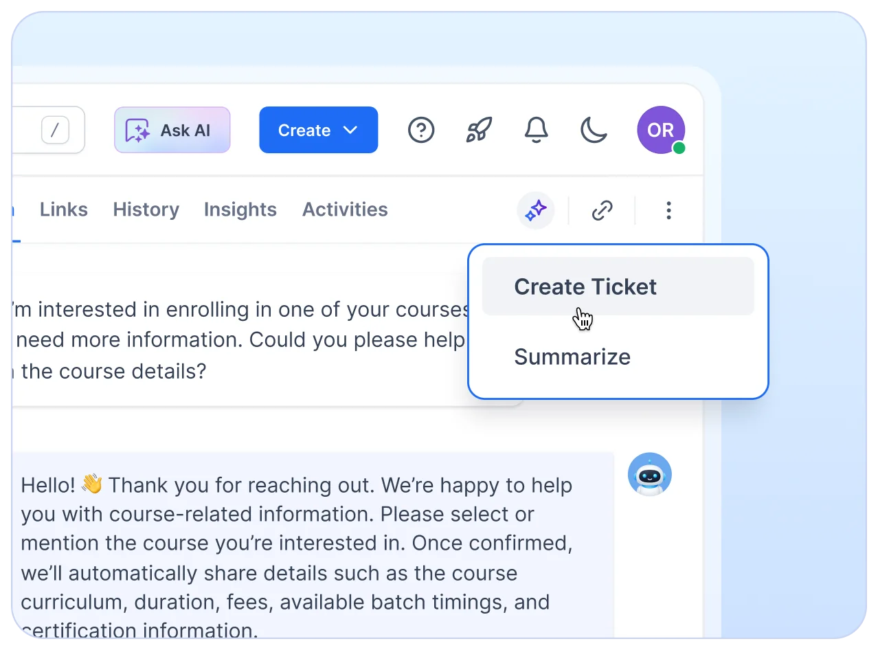 Create a ticket and summarize support requests instantly using a WhatsApp ticketing system integrated into an AI-powered helpdesk dashboard