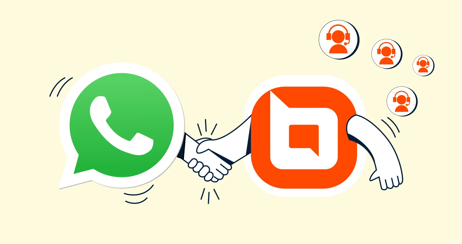 Illustration of WhatsApp Business API integration with BoldDesk for Multi-agent WhatsApp Customer support.