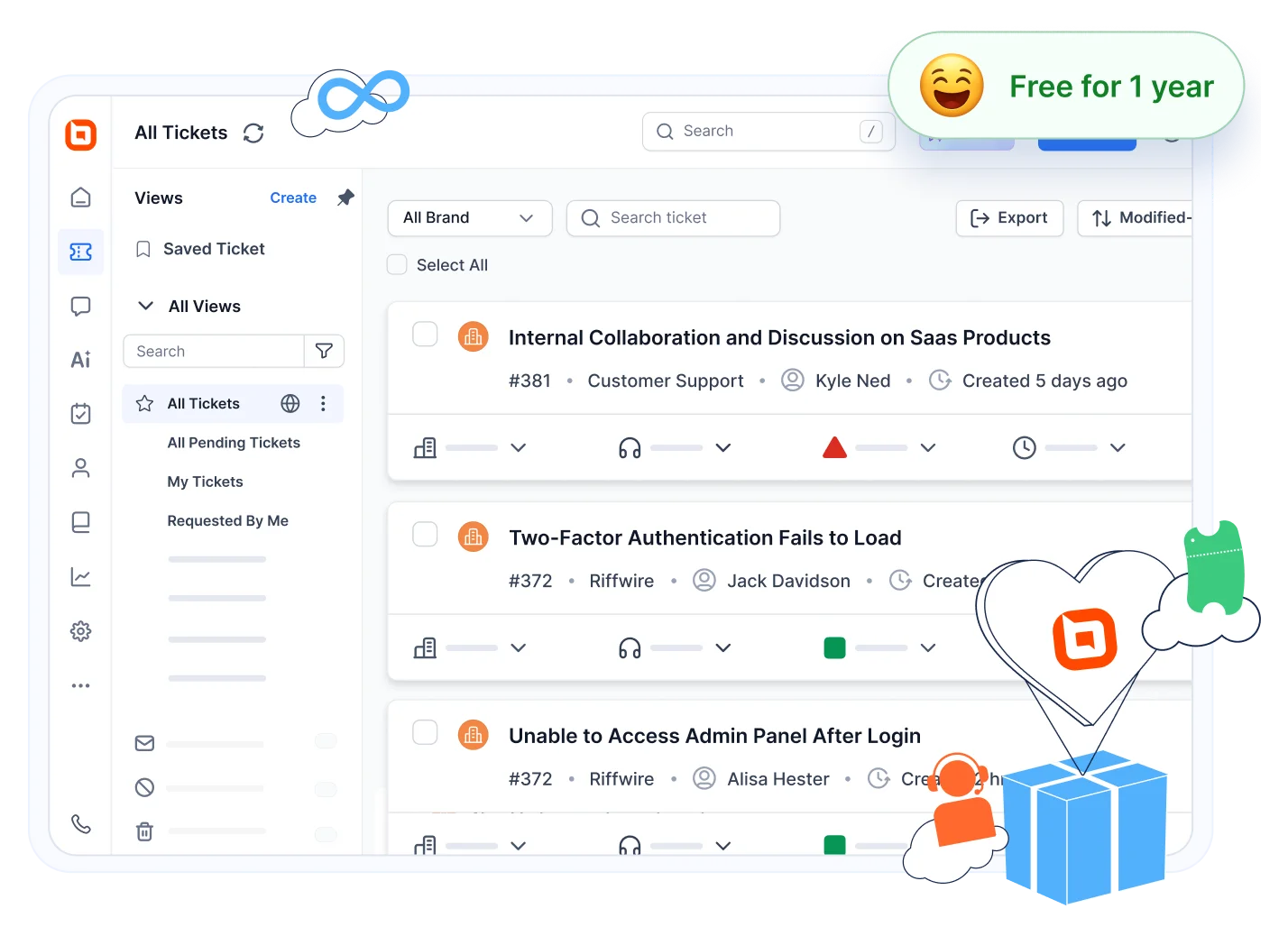 Helpdesk software for non profit NGOs showing ticket dashboard with affordable support tools for mission driven teams.