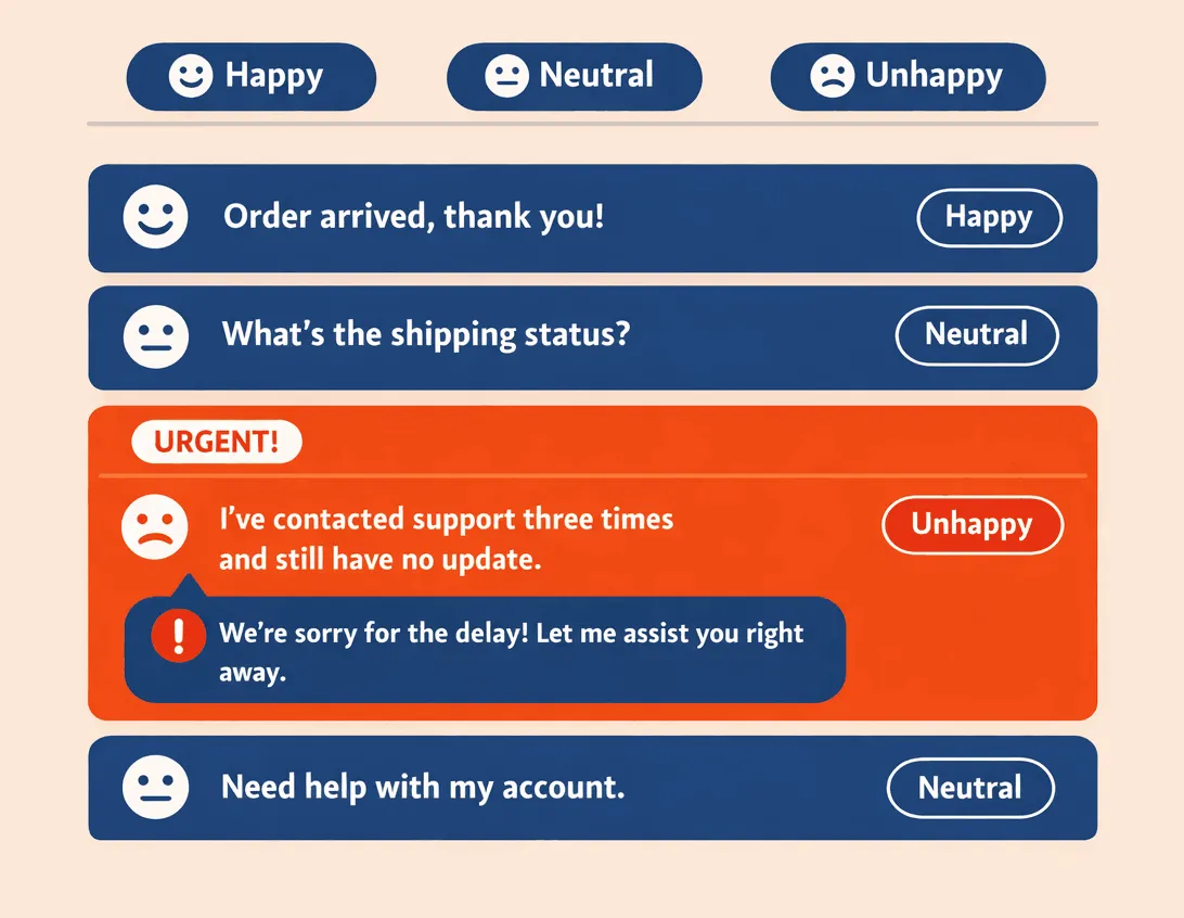 AI-powered sentiment detection helping agents prioritize urgent customer conversations