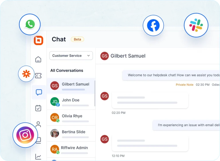 In omnichannel web help desk software, bring email, chat, and social media into one interface.