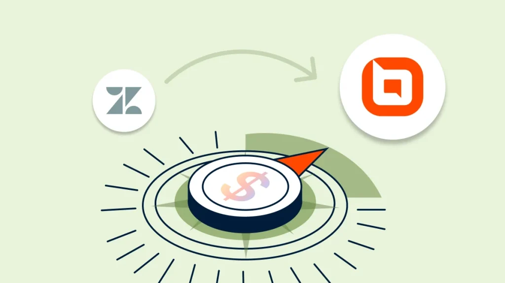 Zendesk vs BoldDesk migration illustration showing businesses switching from Zendesk to BoldDesk for customer support.