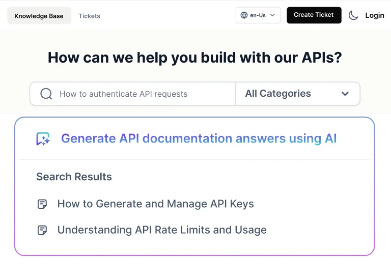 Knowledge base software using AI to generate SEO-friendly titles, descriptions, and documentation content