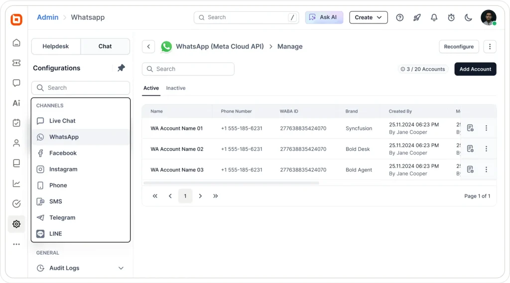 Broadcast message details dashboard showing WhatsApp delivery status, read receipts and recipient tracking logs.