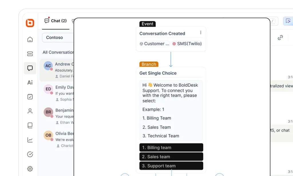 Automated SMS ticket routing and agent assignment workflow for efficient customer support management.