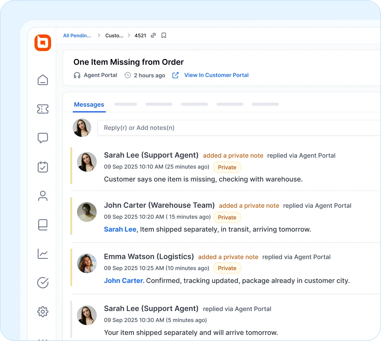 AI-powered knowledge base interface with search and filter tools