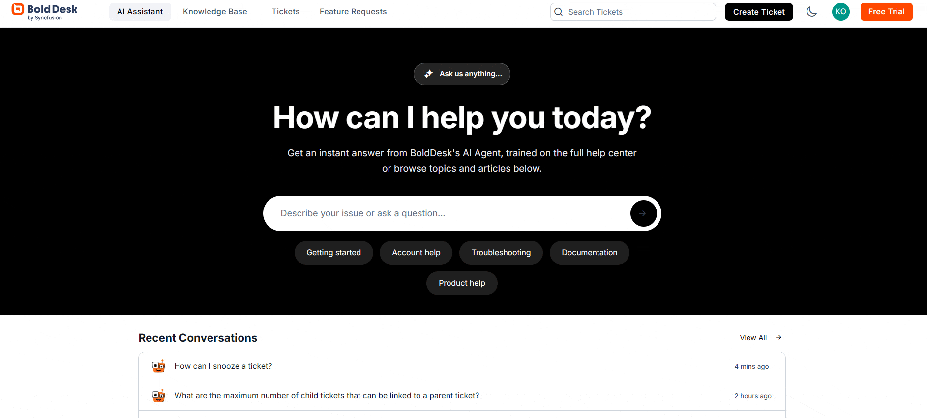 Customer Portal AI answer