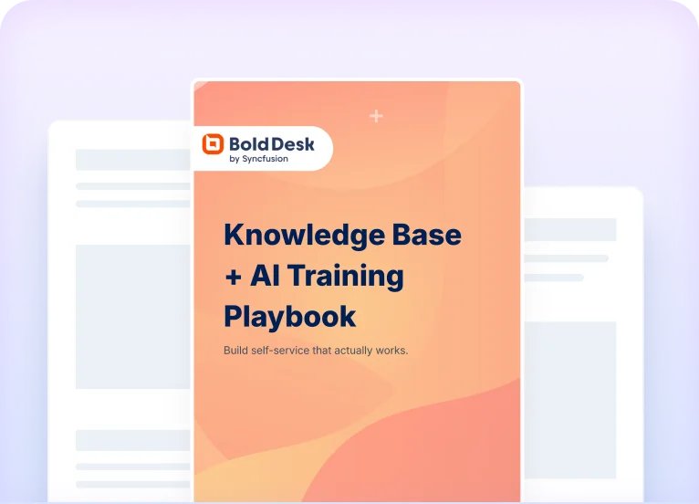 Orange gradient cover titled 'Knowledge Base + AI Training Playbook' by Bold Desk, with modern and sleek typography.