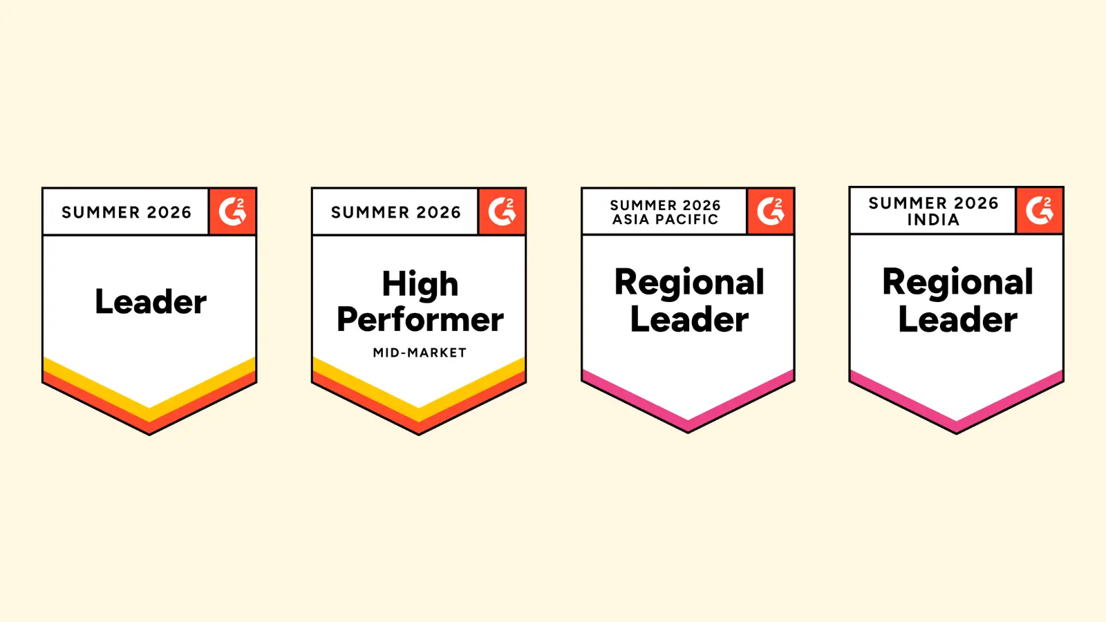 Live chat G2 Summer 2026 Report badges featuring Leader, Regional Leader, and High Performer recognition.