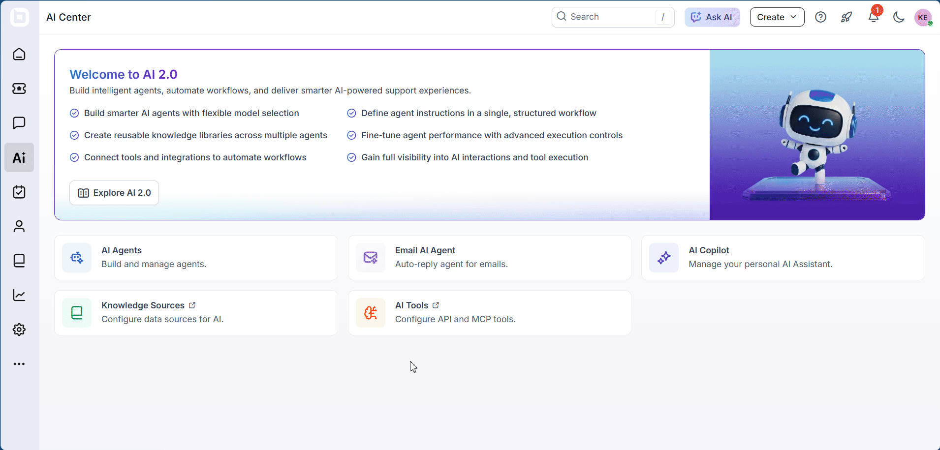 Dashboard showing steps involved in creating an MCP server in BoldDesk