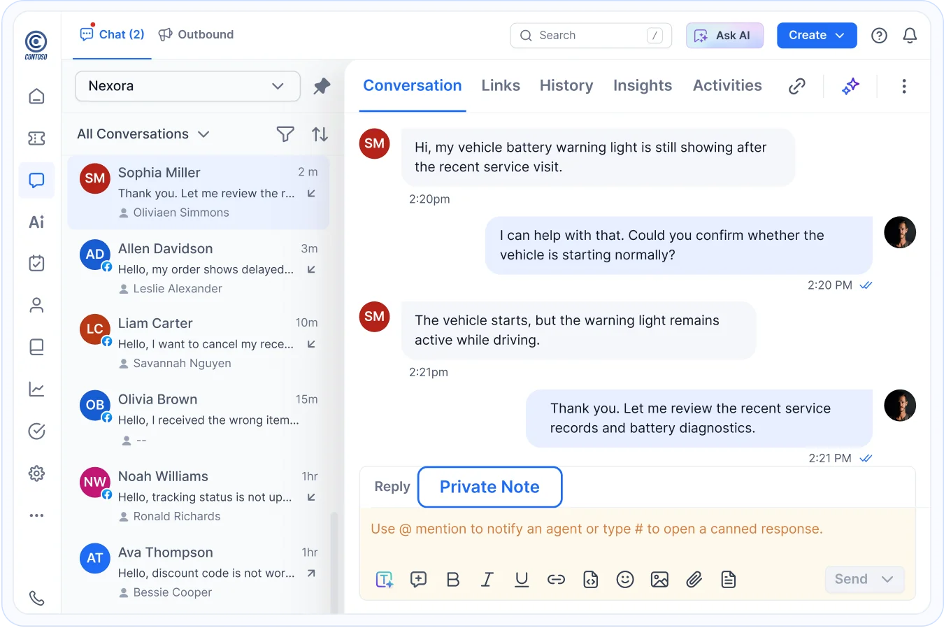 Smarter Team Collaboration with private notes, internal discussions, and shared context for faster issue resolution