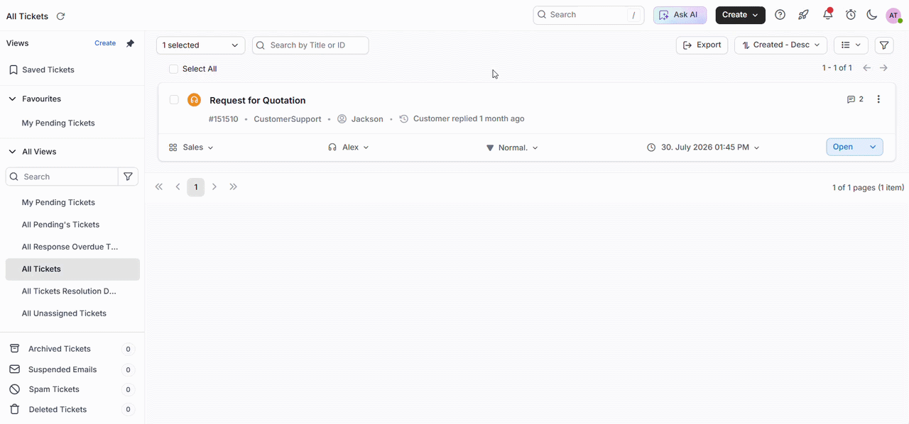BoldDesk May 2026 release, featuring ticket details, filters, and snooze tickets in a help desk dashboard