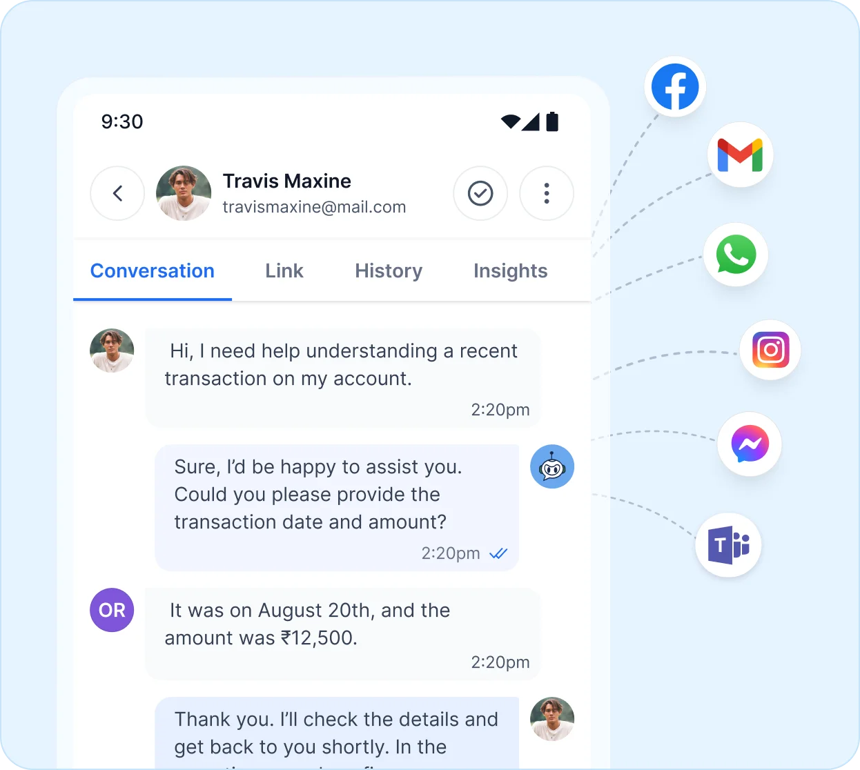 Interactive chat widget with integrated voice and video options