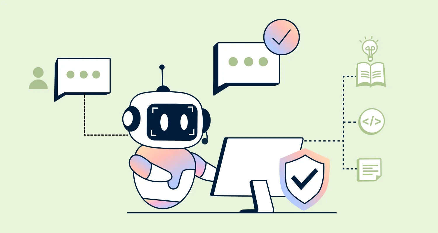 AI chatbot providing AI-powered technical support for B2B SaaS with knowledge resources, security controls, and verified responses.