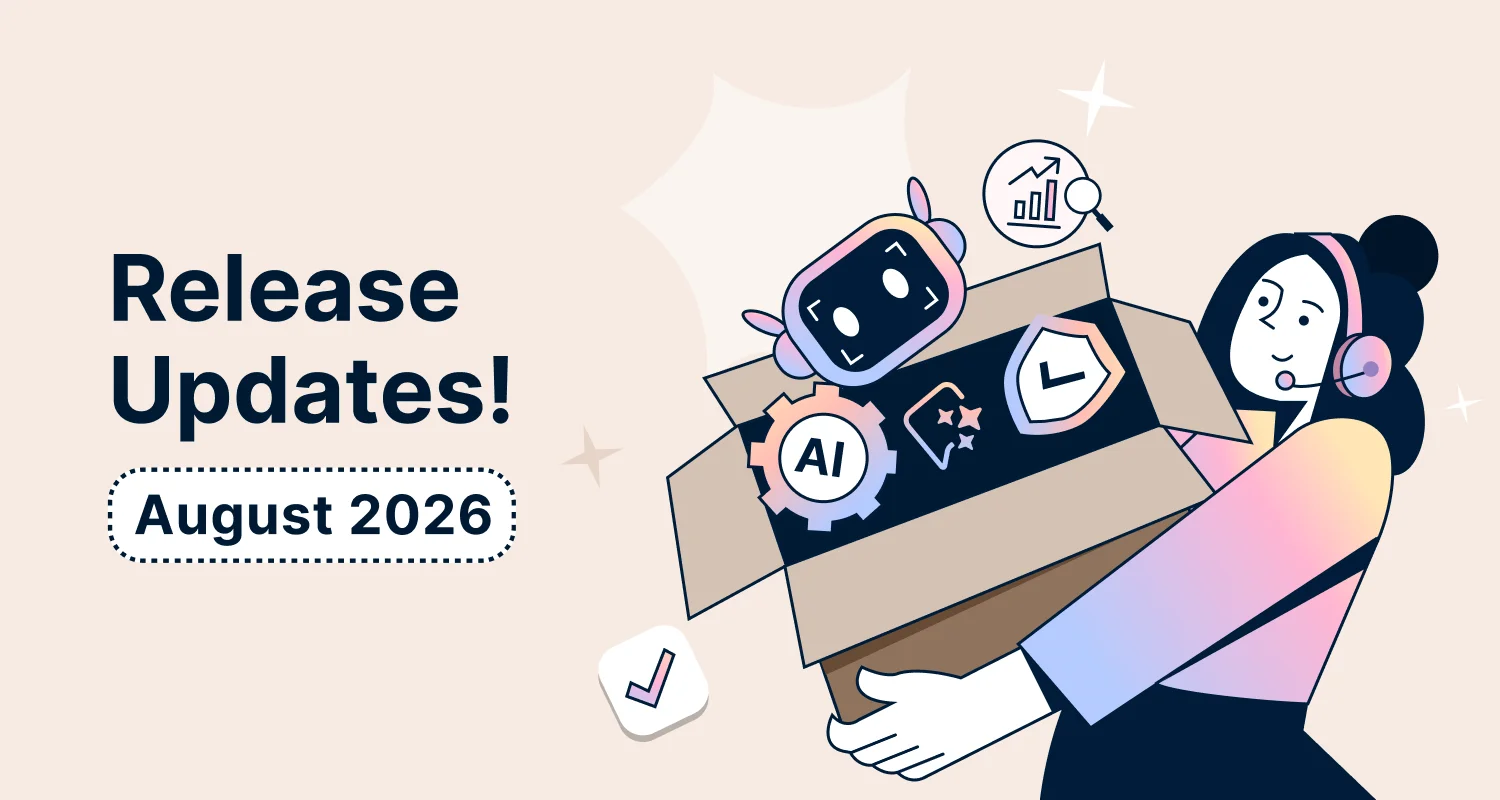 Illustration of the BoldDesk August 2026 release, featuring AI, automation, analytics, and security icons alongside customer support themes.