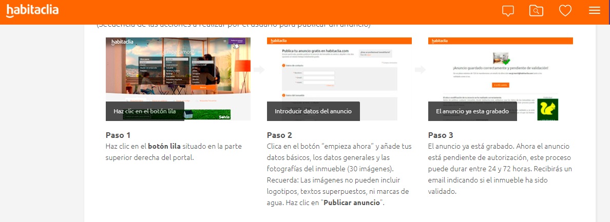 Web de Habitaclia para vender piso