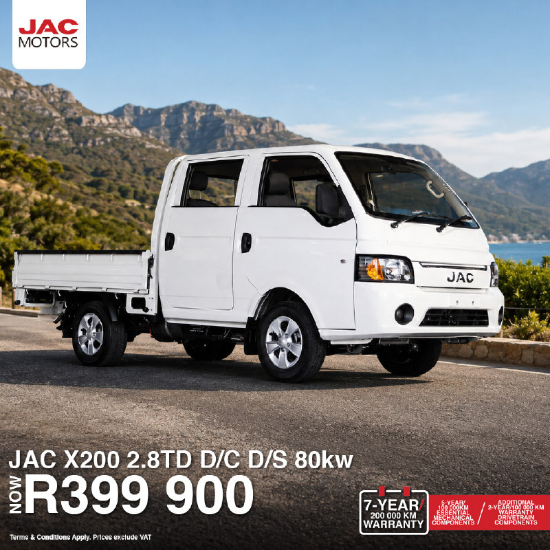 JAC X200 2.8TD D/C D/S 80kW Special | Bidvest McCarthy