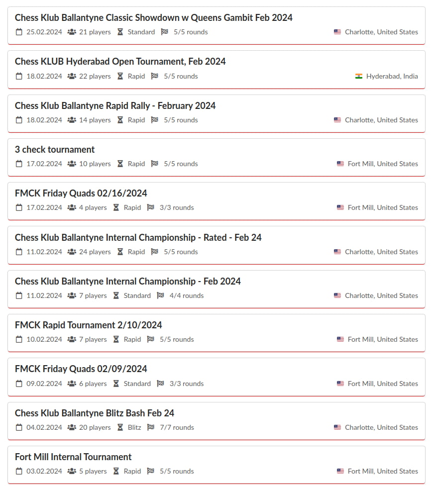 Tournaments on ChessManager