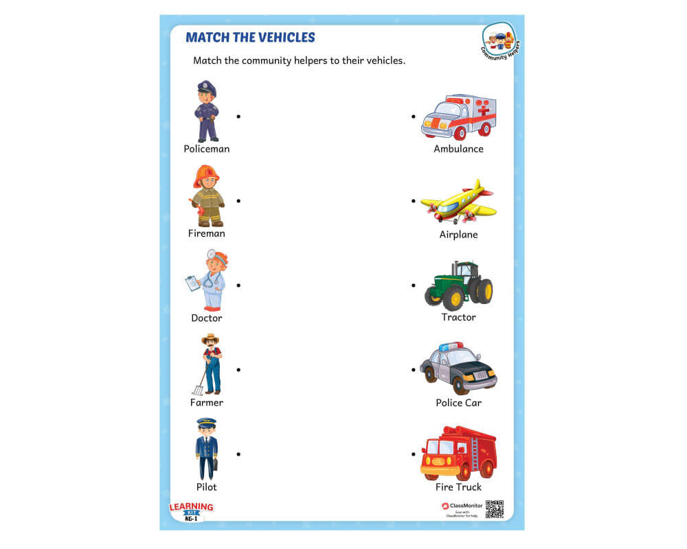 Community Helpers Activity Worksheet - Match The Community Helpers ...