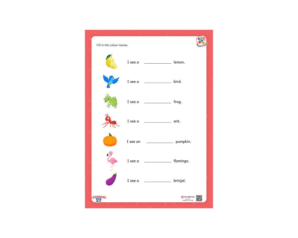 Worksheet - Fill The Colour Names