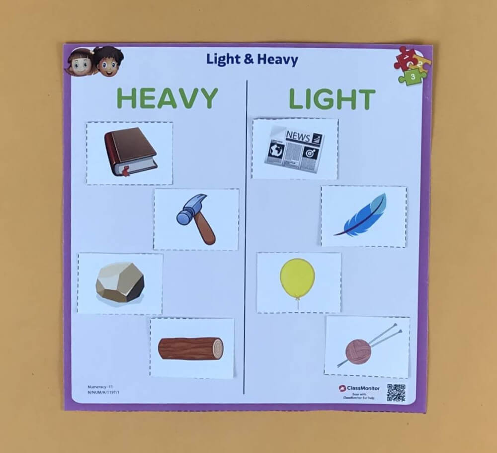 Light and heavy - Numeracy Skills