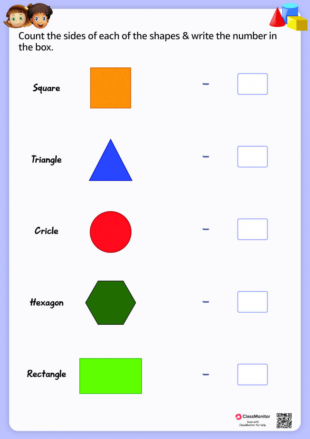 Worksheet - Count The Sides